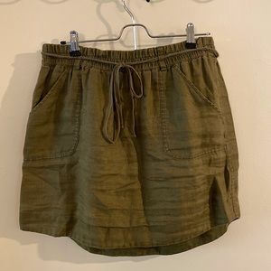 Olive green linen skirt